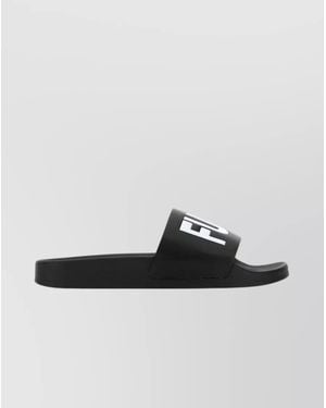 VTMNTS Rubber Logo-Print Slippers - Black