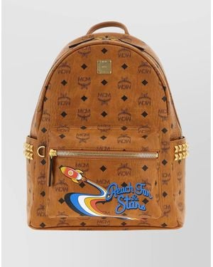 MCM Small Medium Backpack With Front Pocket And Straps - Brown