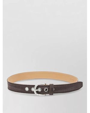 Our Legacy Denim Leather Belt Adjustable Length Eyelets - Grey