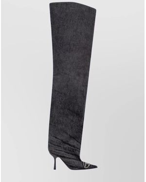 DIESEL Denim Over-The-Knee Stiletto Boots - Blue