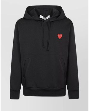 Comme des Garçons Logo Cotton Hoodie With Drawstring Hood - Black