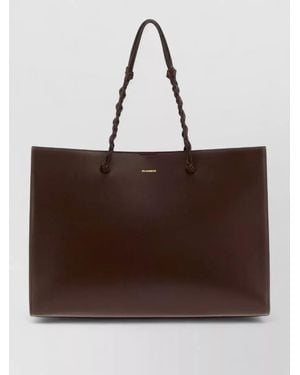 Jil Sander Leather Tangle Tote Bag Braided Handles - Brown