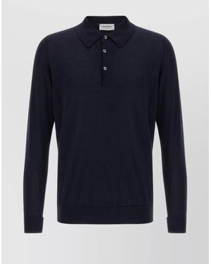 John Smedley Fine-Knit Polo Shirt - Blue
