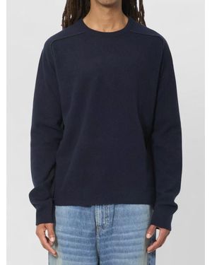 Maison Margiela Virgin Wool Crewneck Sweater Long Sleeves - Blue
