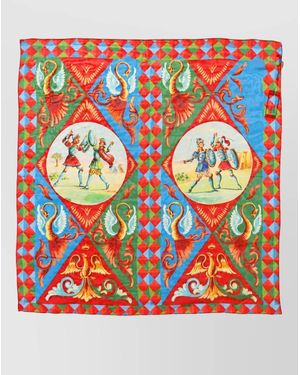 Dolce & Gabbana Silk Printed Square Scarf - Red