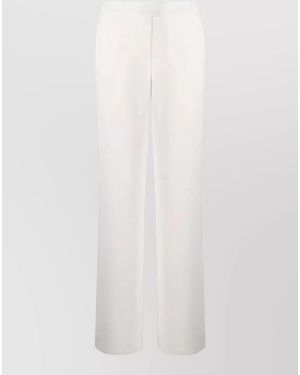 P.A.R.O.S.H. High Rise Wide Leg Trousers Elastic Waistband - White