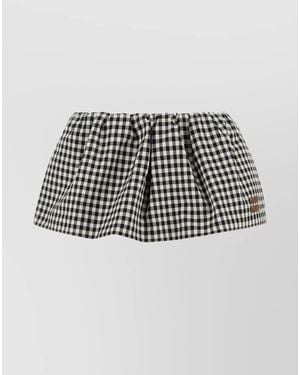 Miu Miu Cotton Checked Mini Skirt - Metallic