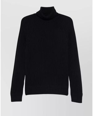 Zanone Turtleneck Long Sleeve Ribbed Knit Sweater - Blue