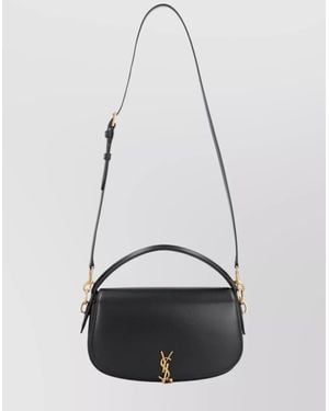 Saint Laurent Calfskin Shoulder Bag Top Handle - White