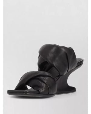 Rick Owens Cantilever Sandals Sculptural Heel Twisted Straps - Black