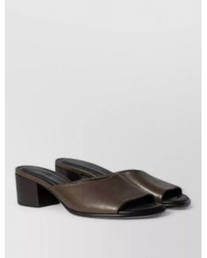 Lemaire Leather Square Heeled Mules - Gray