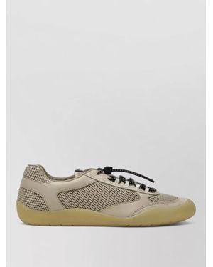 Prada Low Top Sneakers Mesh Panels Rubber Sole - Brown
