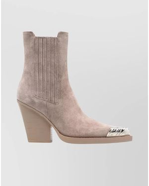Paris Texas Leather Embellished Toe Ankle Boots - Natural