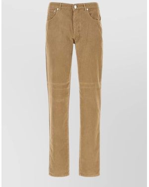 Brunello Cucinelli Corduroy Five Pocket Tailored Trousers Belt Loops - Natural