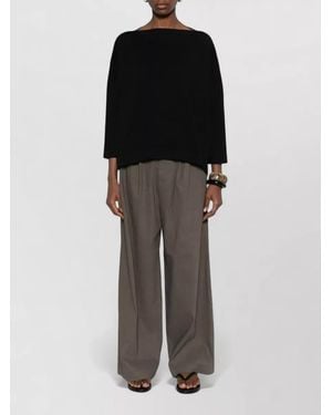 Daniela Gregis Cotton Boat Neck Jumper Three Quarter Sleeves - Black