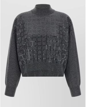 Brunello Cucinelli Cashmere Turtleneck Sweater Loose Fit Cropped - Gray