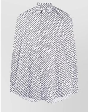 Vetements Button-Down Collar Long Sleeve Printed Shirt - White