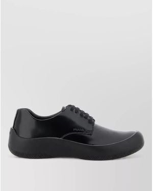 Prada Leather Lace-Up Sneakers - Black