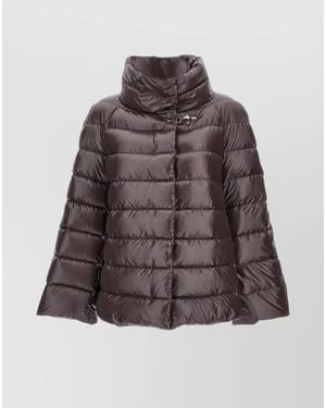 Fay Long Quilted Jacket High Collar - Brown