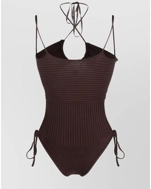 ANDREADAMO Ribbed Knit Cutout Halterneck Bodysuit - Multicolour