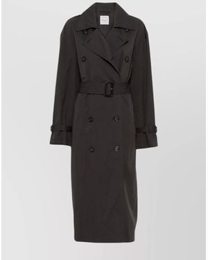 TOTEME Double-Breasted Trench Coat Adjustable Belt - Black