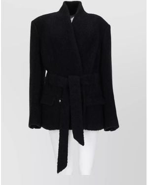 Isabel Marant Tailored Textured Jacket Belted Design Pockets - Black