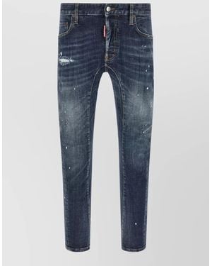 DSquared² Biker Style Jeans Distressed Detailing Belt Loops - Blue