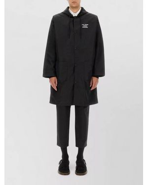 Drole de Monsieur Long Hood Parka Jacket Front Pockets - Black