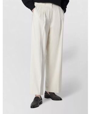 DUNST Tailored Pants Button Detail Pleated Front Pockets - White