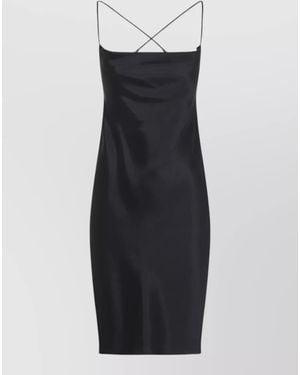 Saint Laurent Silk Satin Mini Dress Draped Back Straps - Multicolour