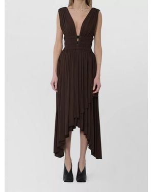 Alaïa Midi Jersey Dress Cutout Sides - Brown