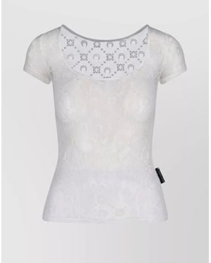Marine Serre Floral Scoop Neck Sheer Slim Fit - Gray