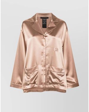 Max Mara Silk Satin Long-Sleeve Tunic Jacket - Pink