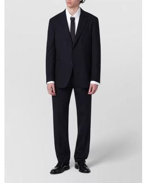 Lardini Pinstripe Wool Single Breasted Suit Jacket - Black
