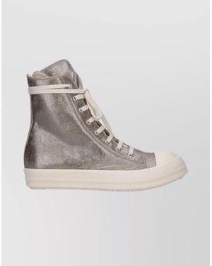 Rick Owens Metallic High-Top Sneakers Rubber Sole - Natural