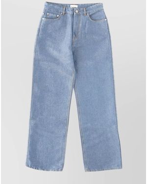 Ganni Denim Wide-Leg Trousers - Blue