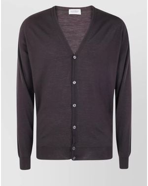 John Smedley Merino Wool Turtleneck Cardigan - Blue