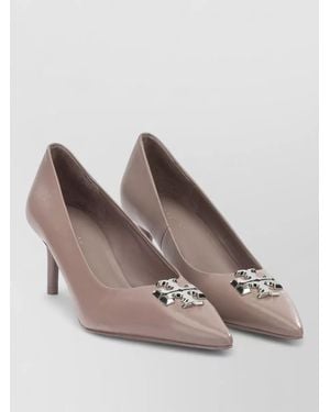 Tory Burch Court Shoes Kitten Heel Pointed Toe Embellished - Brown