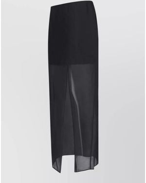 Filippa K Skirt Shorts Elastic Waistband Sheer Panel Slit - Black
