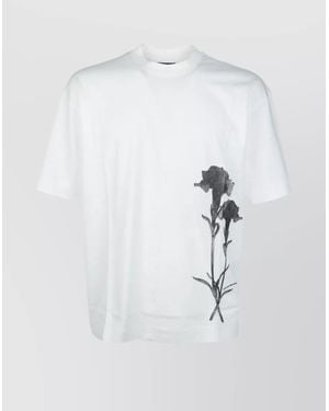 Emporio Armani Crew Neck Floral Print Short Sleeves T-Shirt - White