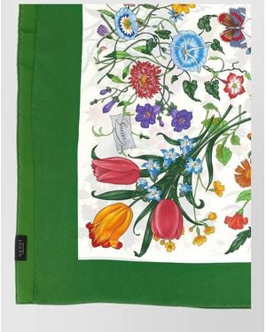 Gucci Flora Carriage Silk Twill Carré Famiglia - Green