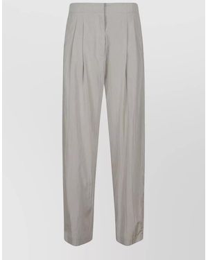 The Row Tailored Pants Belt Loops Pleats Side Pockets - Gray