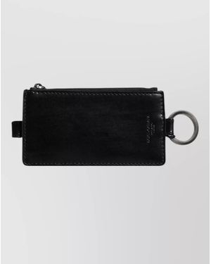 Dolce & Gabbana Horse Leather Lanyard Logo Card Holder Wallet - Black