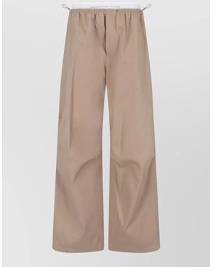 Alexander Wang Cotton Mid-Rise Wide-Leg Drawstring Trousers - Natural