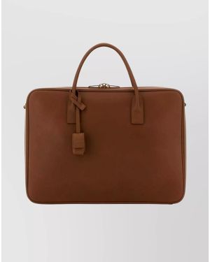 Saint Laurent Leather Briefcase - Brown