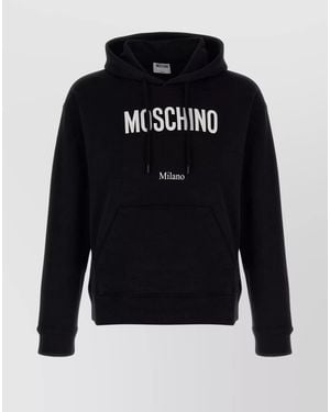 Moschino Logo Print Hoodie - Blue