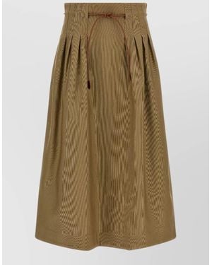 Max Mara Mxmtempio Skirt High Waist Drawstring Pleats Pocket - Green