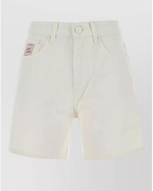 Ami Paris Denim Shorts Front And Back Pockets Belt Loops - White