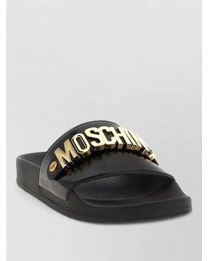 Moschino Pool Slides Open Toe Flat Sole - Black
