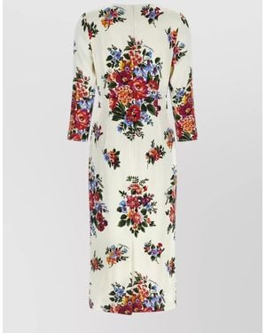 Dolce & Gabbana Floral-Print Midi Dress - White